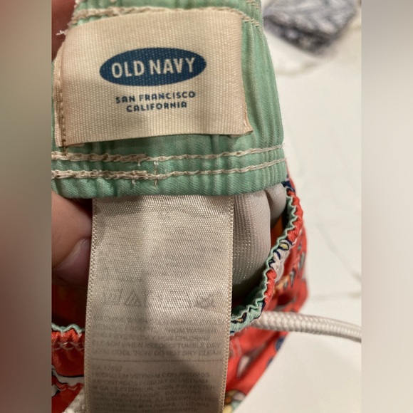 Toddler boy old navy rash guard swim trunks orange white surfer crab beach set - Picture 2 of 13